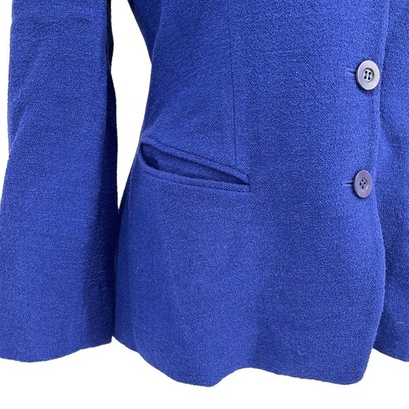 Vintage Emanuel by Emanuel Ungaro Petite Blazer Wool Blend Blue 6 Petite - Picture 4 of 7